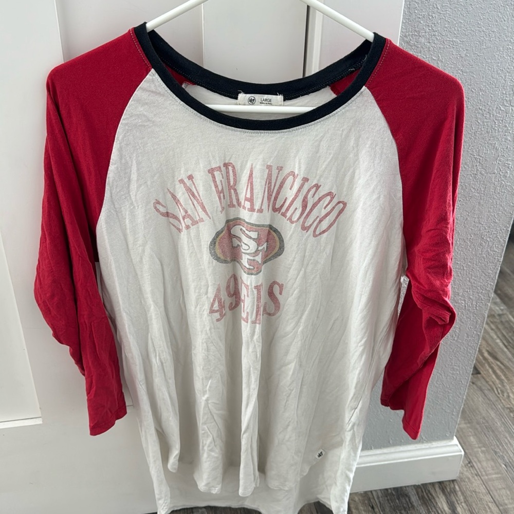 Vintage 49er shirt, size large, long sleeve, longer length